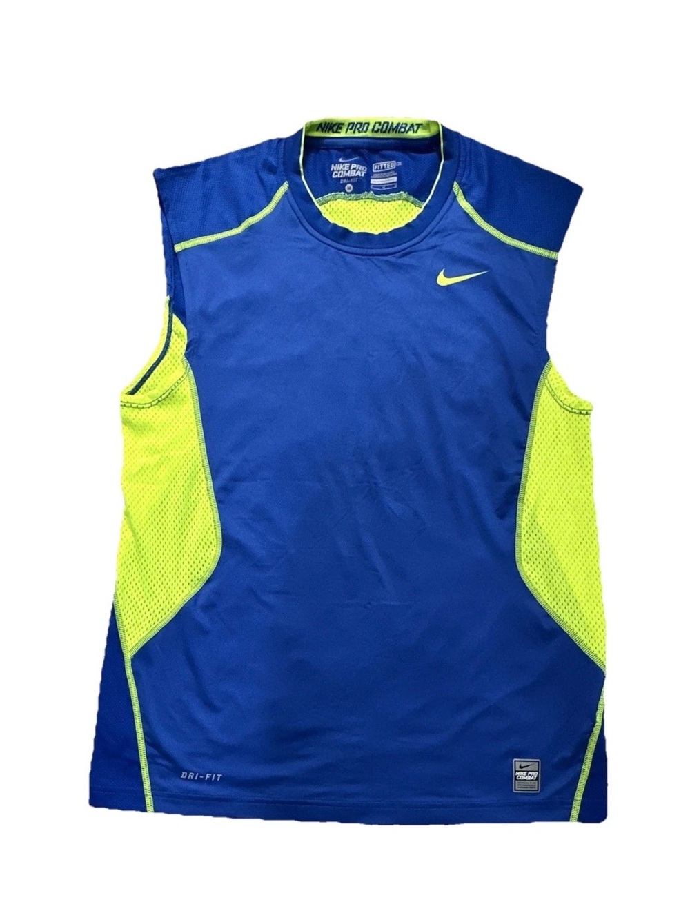 Nike Pro Combat Dri-FIT Compression Sleeveless Tank Top Blue/Neon Men’s M